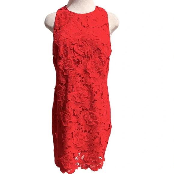 J. CREW Red Luxe lace dress SIZE 8 - Picture 2 of 5